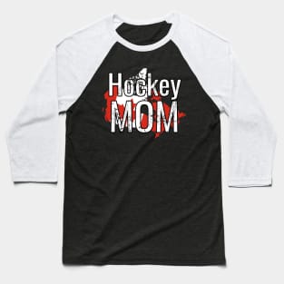 Hockey Mom with Canadian Flag over Canada Baseball T-Shirt